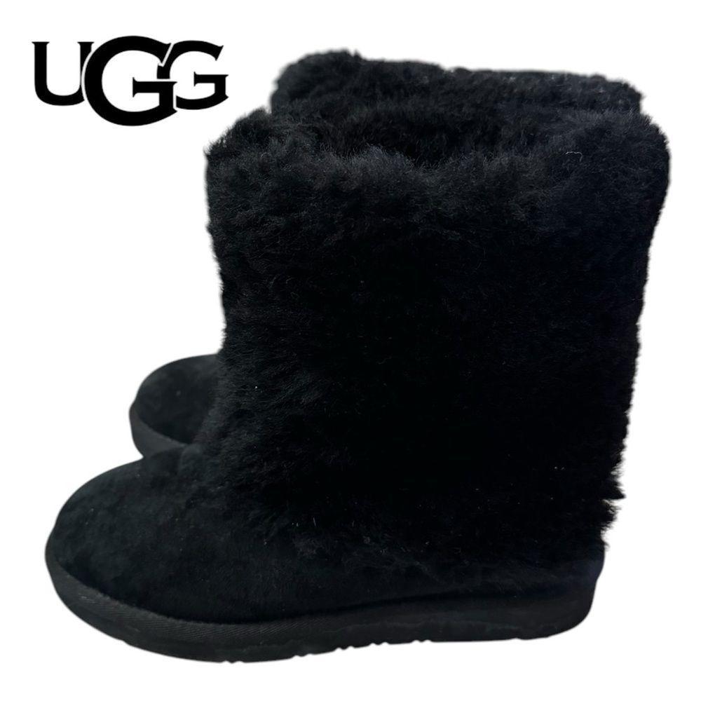 UGG AUSTRALIA Women's Black Patten Lamb Fur & UGGpure 1006794 Winter Boots 5